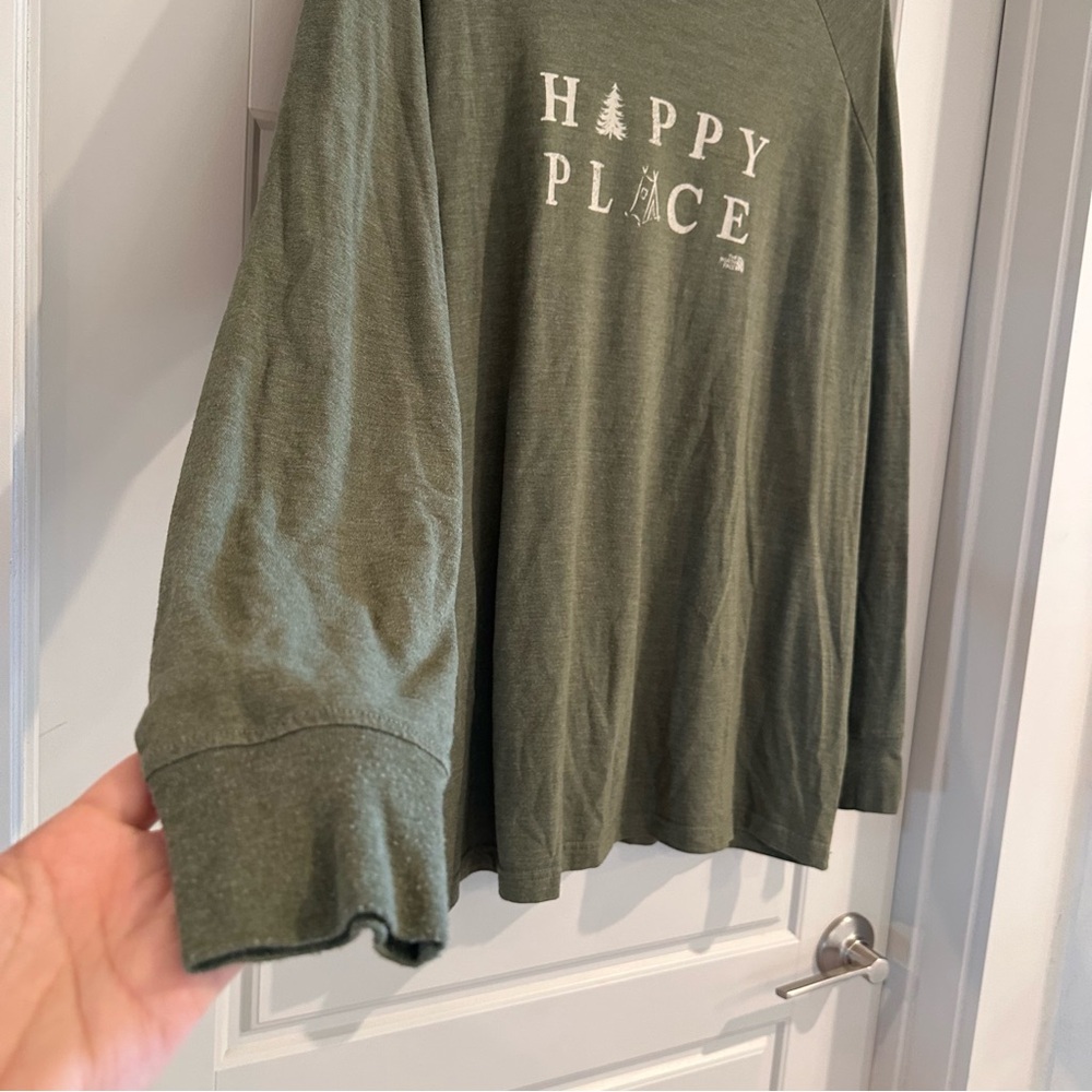 The North Face Olive Green "Happy Place" Long Sleeve Tee - Picture 2 of 6